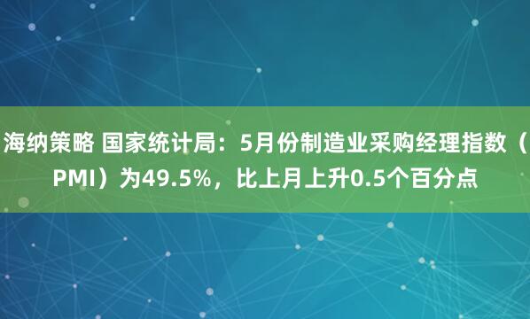 海纳策略 国家统计局：5月份制造业采购经理指数（PMI）为49.5%，比上月上升0.5个百分点