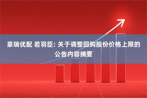 豪瑞优配 若羽臣: 关于调整回购股份价格上限的公告内容摘要