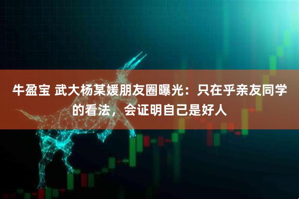 牛盈宝 武大杨某媛朋友圈曝光：只在乎亲友同学的看法，会证明自己是好人
