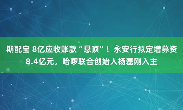 期配宝 8亿应收账款“悬顶”！永安行拟定增募资8.4亿元，哈啰联合创始人杨磊刚入主